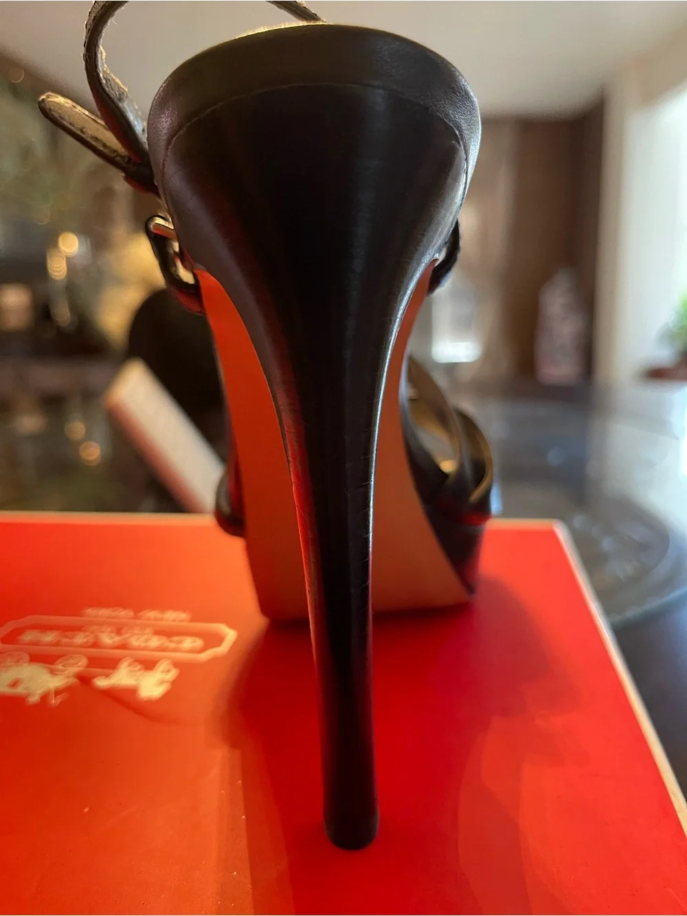 Coach Black Leather Platform Sandals